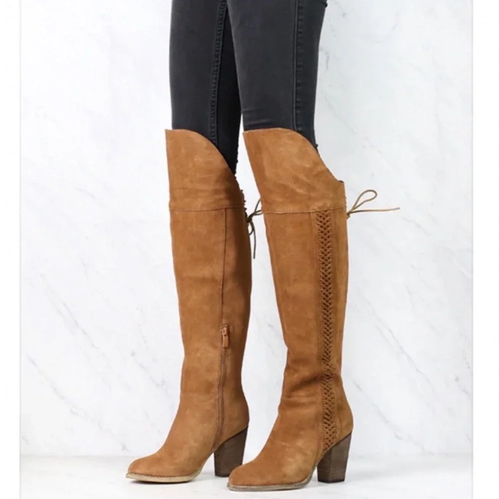 SBICCA‎ Gusto Women's Suede Leather Over Knee Heeled Boots Size 8